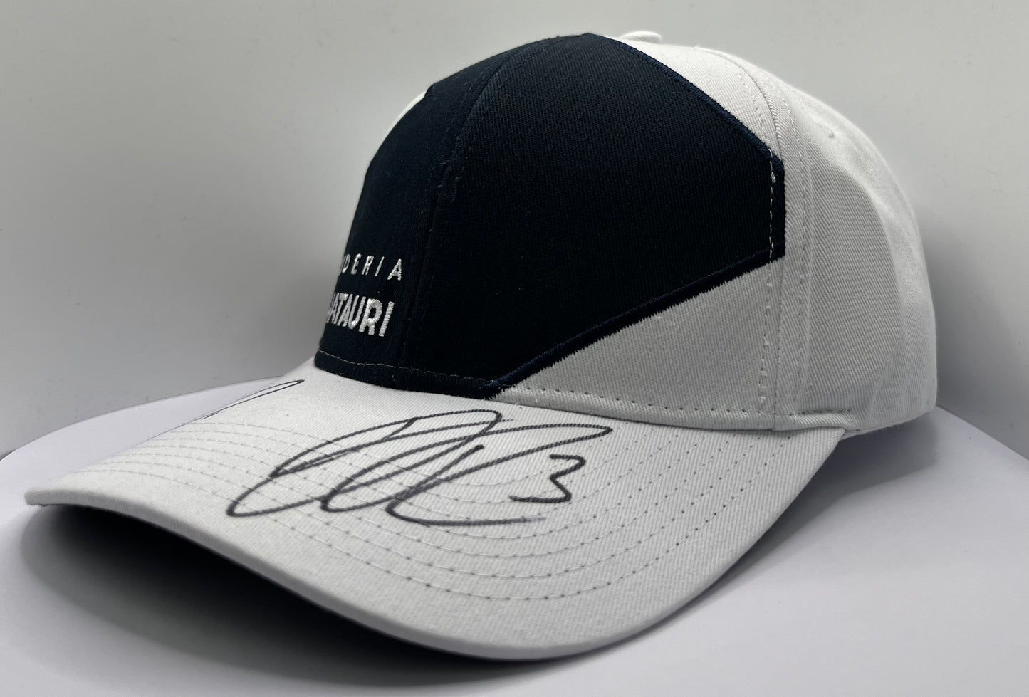 Pierre Gasly & Daniel Ricciardo Signed Scuderia AlphaTauri Black & White F1 Cap with COA