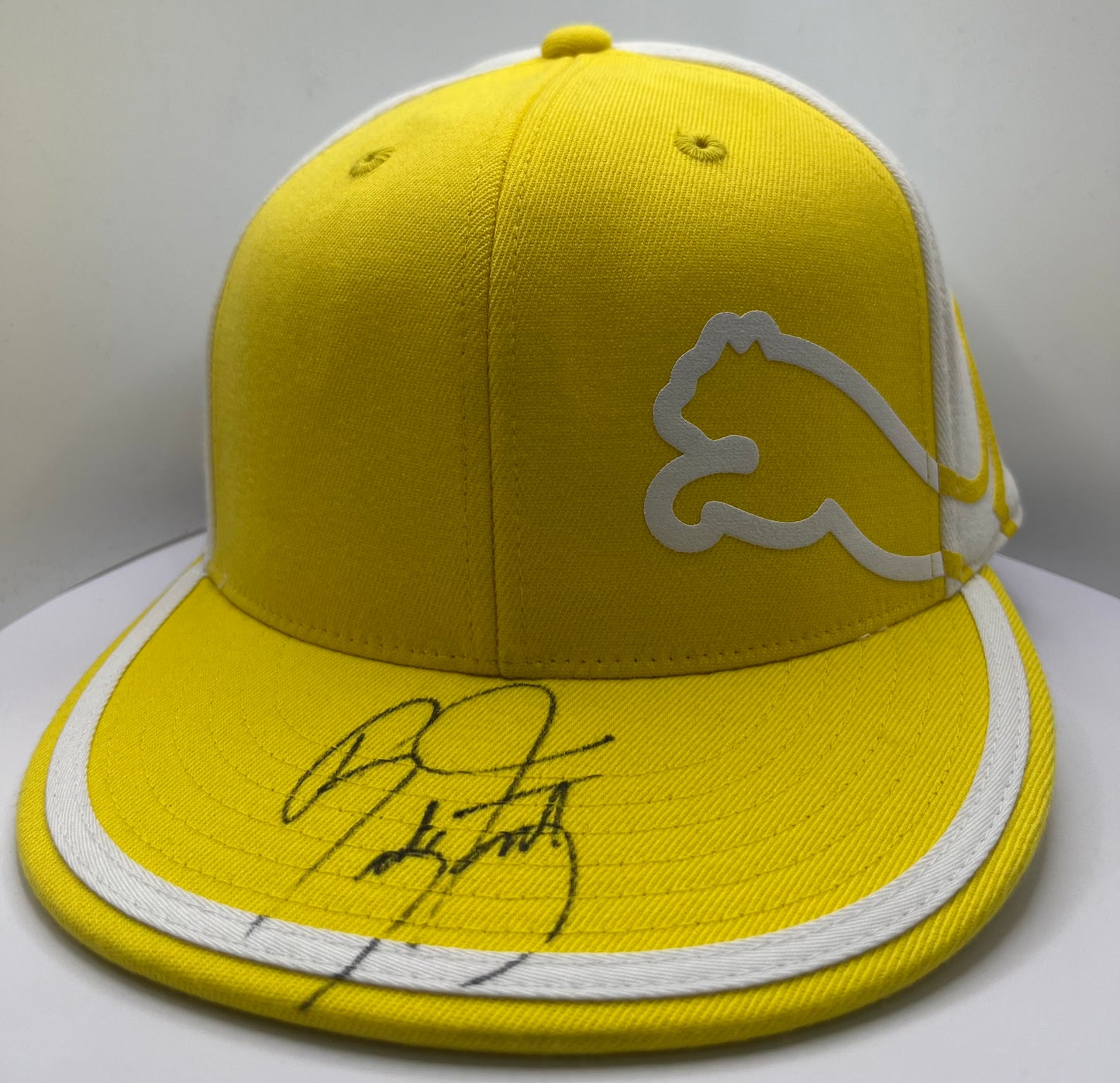 Rickie Fowler Signed Yellow & White Puma Flat Brim Golf Cap with COA