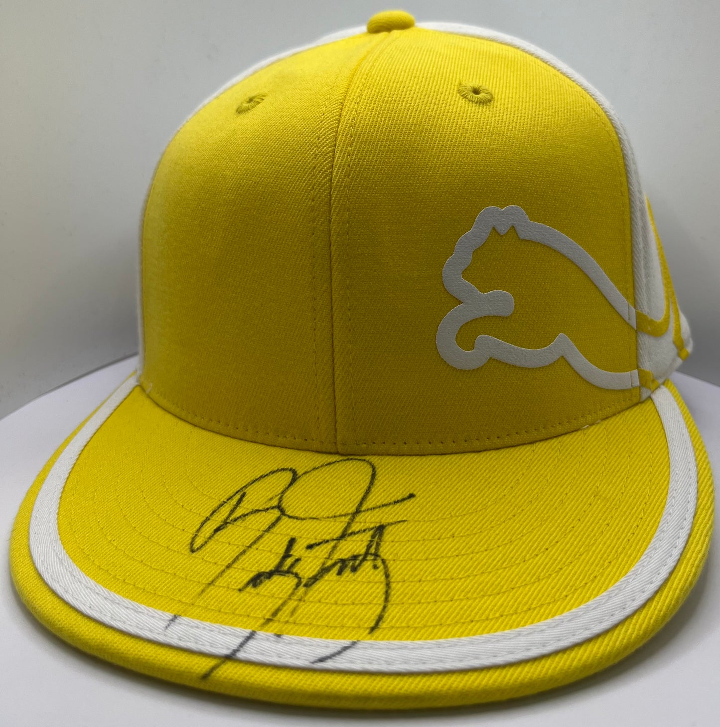 Rickie Fowler Signed Yellow & White Puma Flat Brim Golf Cap with COA