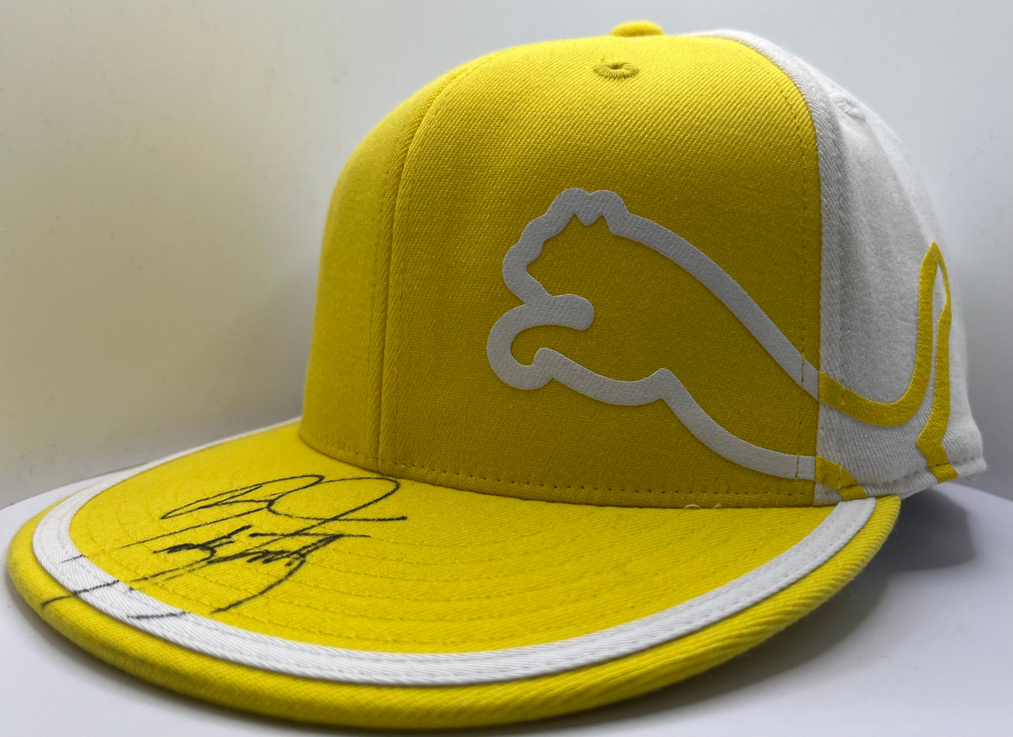 Rickie Fowler Signed Yellow & White Puma Flat Brim Golf Cap with COA
