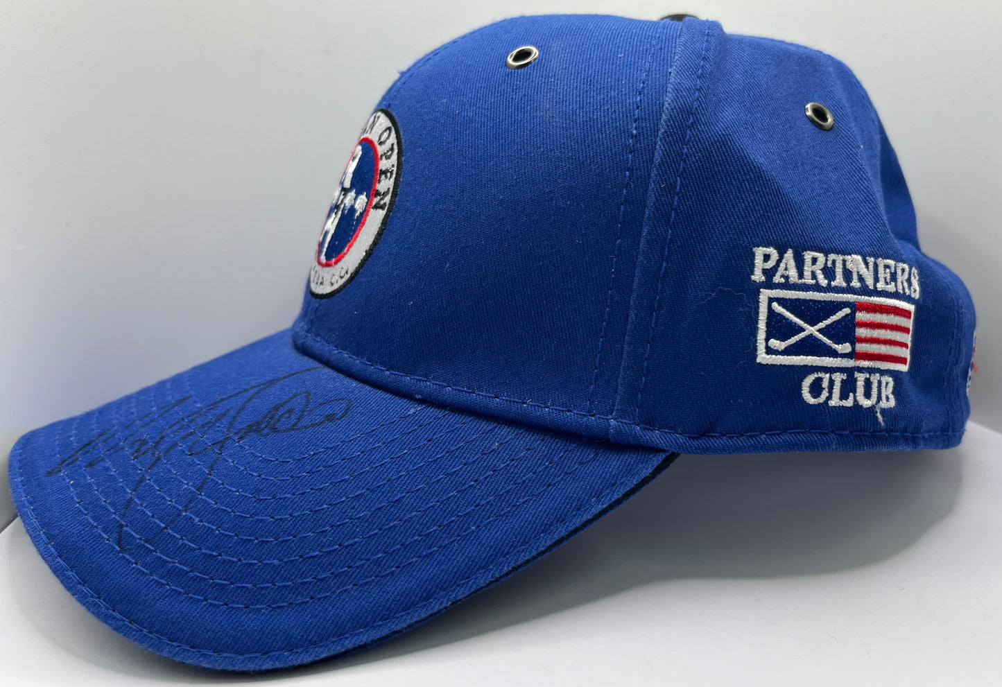 Sir Nick Faldo Signed Nissan Open Blue Golf Cap with COA