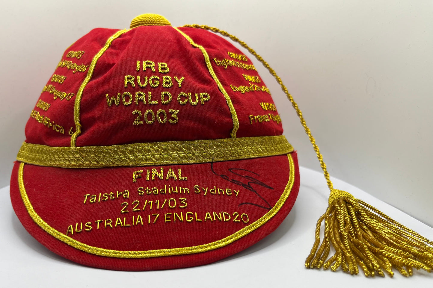 Sir Clive Woodward RARE Signed England Tribute Rugby Cap w/ Honours Embroidered with COA