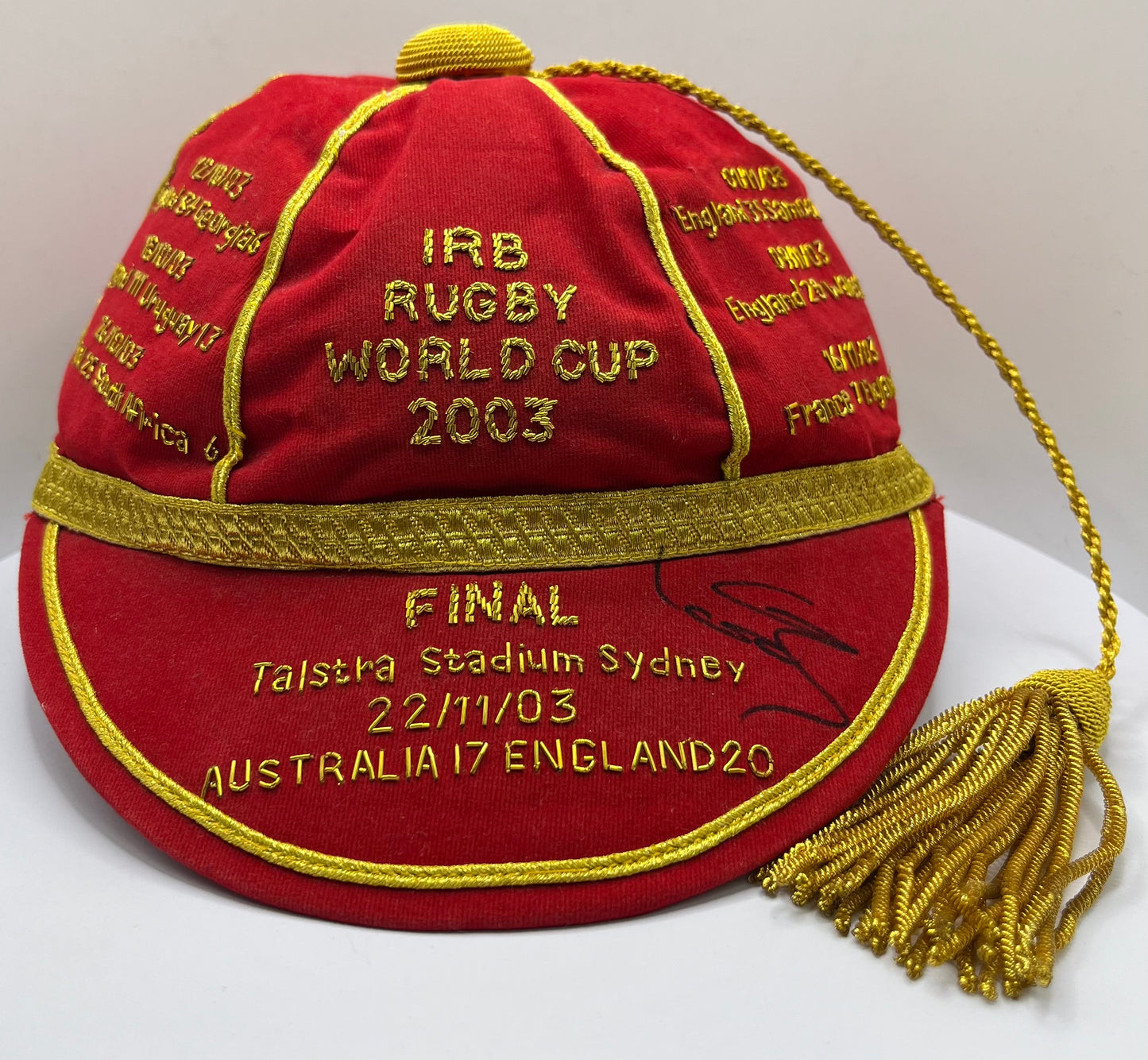Sir Clive Woodward RARE Signed England Tribute Rugby Cap w/ Honours Embroidered with COA