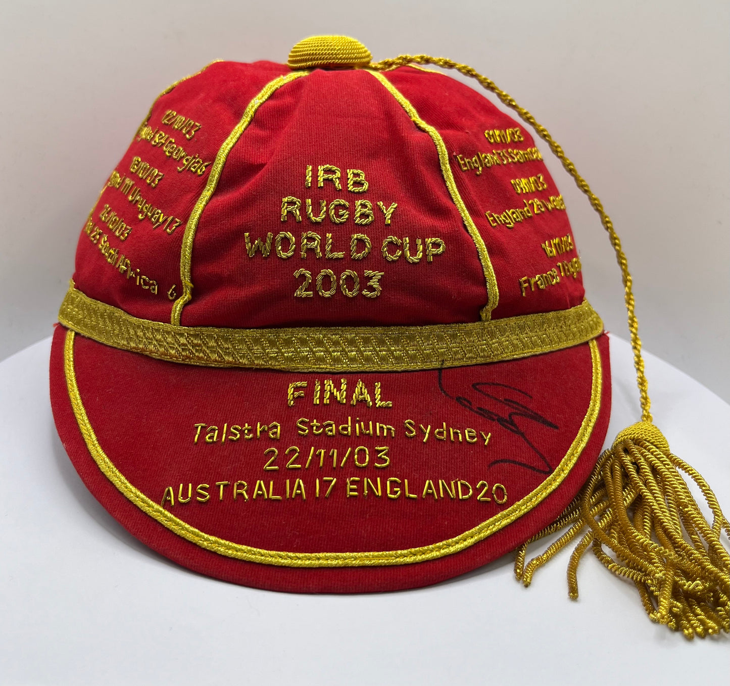 Sir Clive Woodward RARE Signed England Tribute Rugby Cap w/ Honours Embroidered with COA