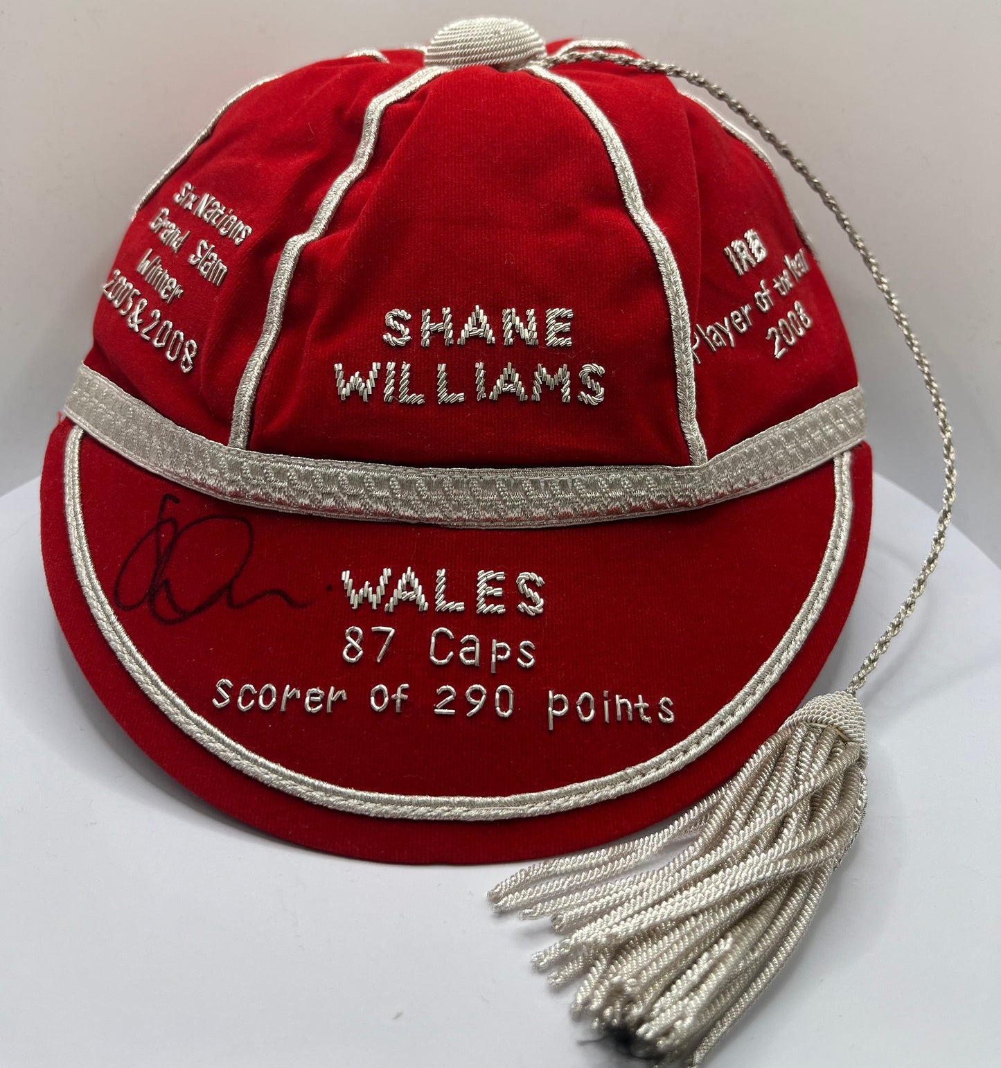 Shane Williams Signed Wales Tribute Rugby Cap with Welsh Honours Embroidered with COA (1)