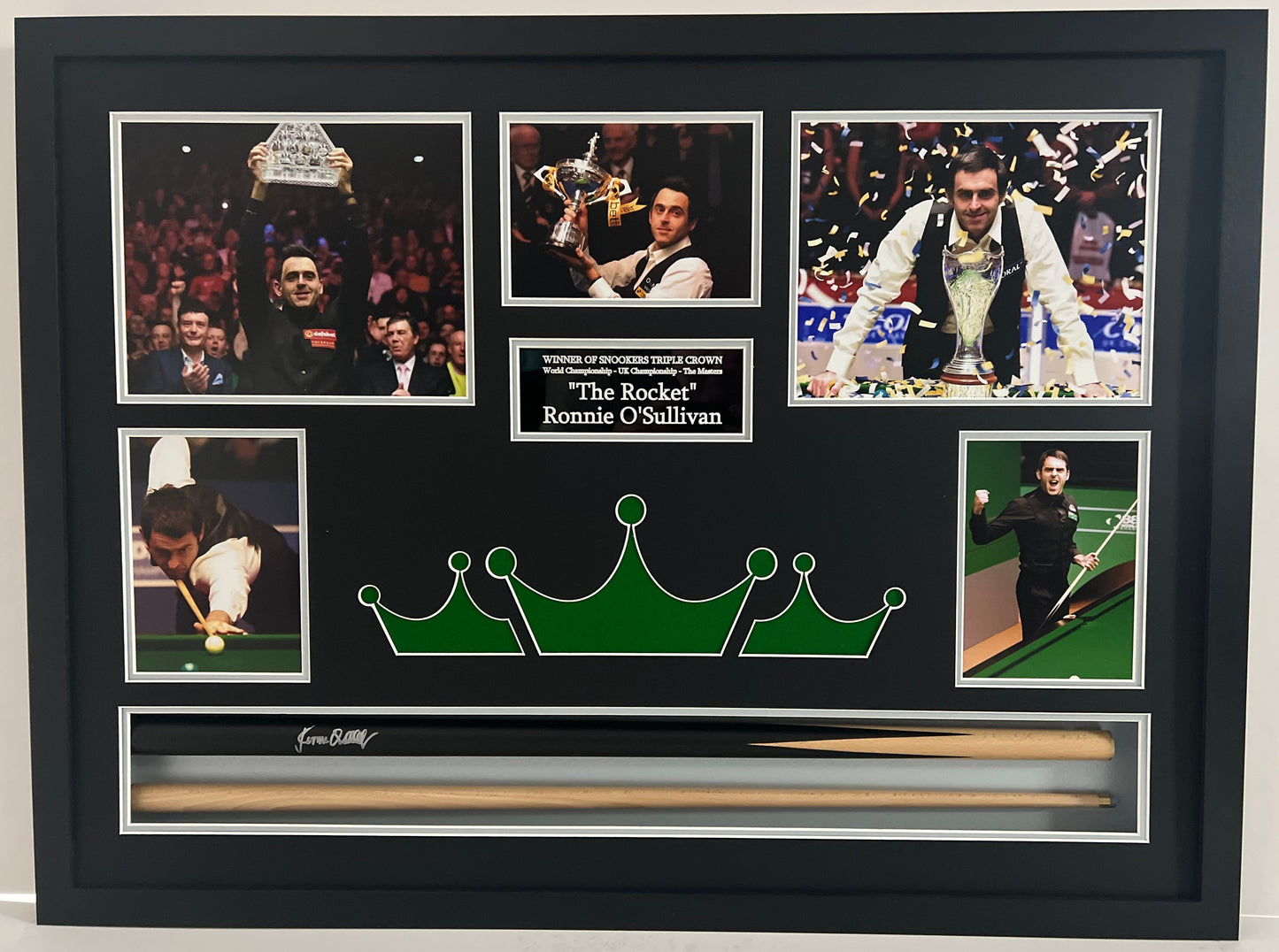 Ronnie O'Sullivan 'The Rocket' Snooker Legend Framed Signed Snooker Cue & Photo Display + Cert