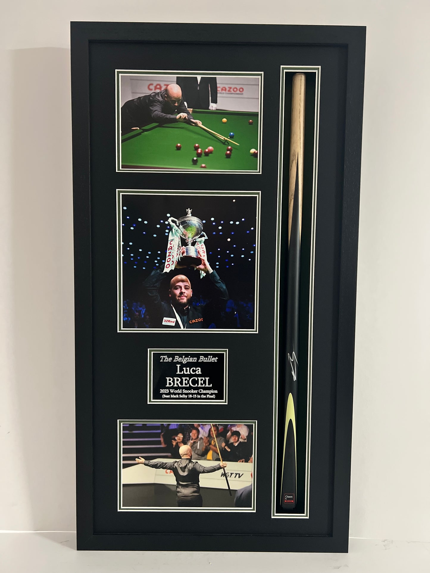 Luca Brecel World Snooker Champion Framed Signed Snooker Cue Display + Cert