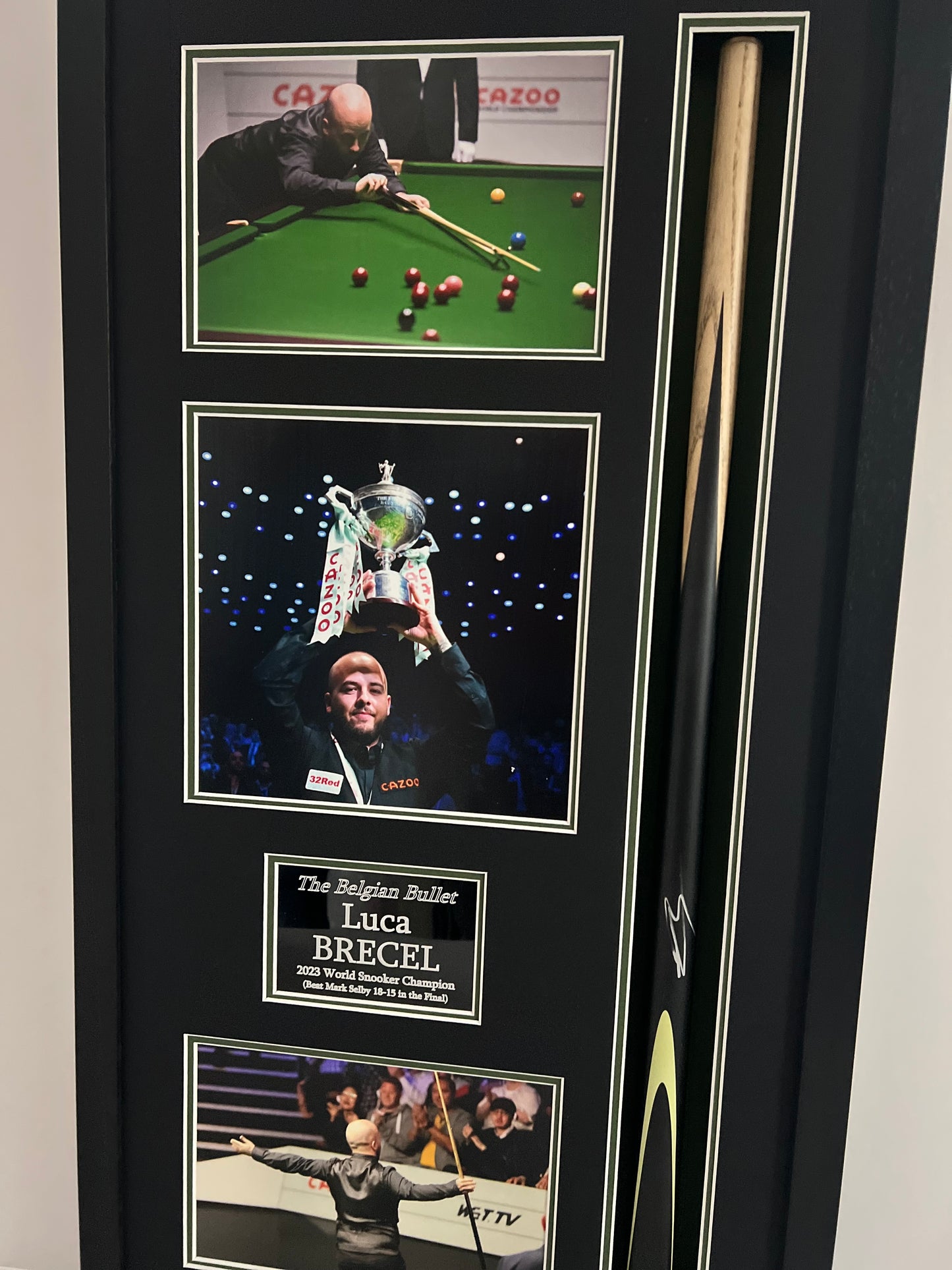 Luca Brecel World Snooker Champion Framed Signed Snooker Cue Display + Cert
