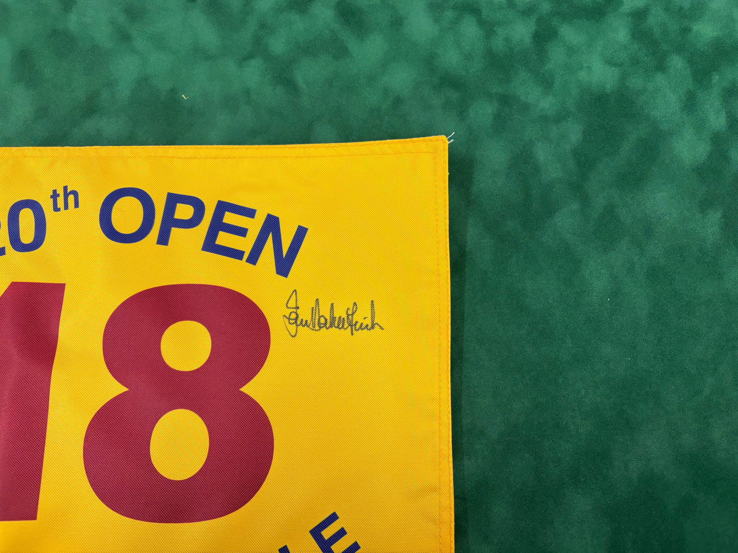 Ian Baker-Finch Winner Signed 120th Open at Royal Birkdale Yellow Golf Flag + Cert