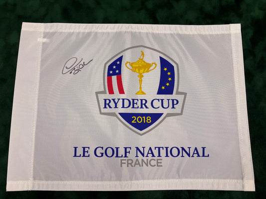 Thomas Bjørn Captain Signed 2018 Ryder Cup at Le Golf National Golf Flag + Cert