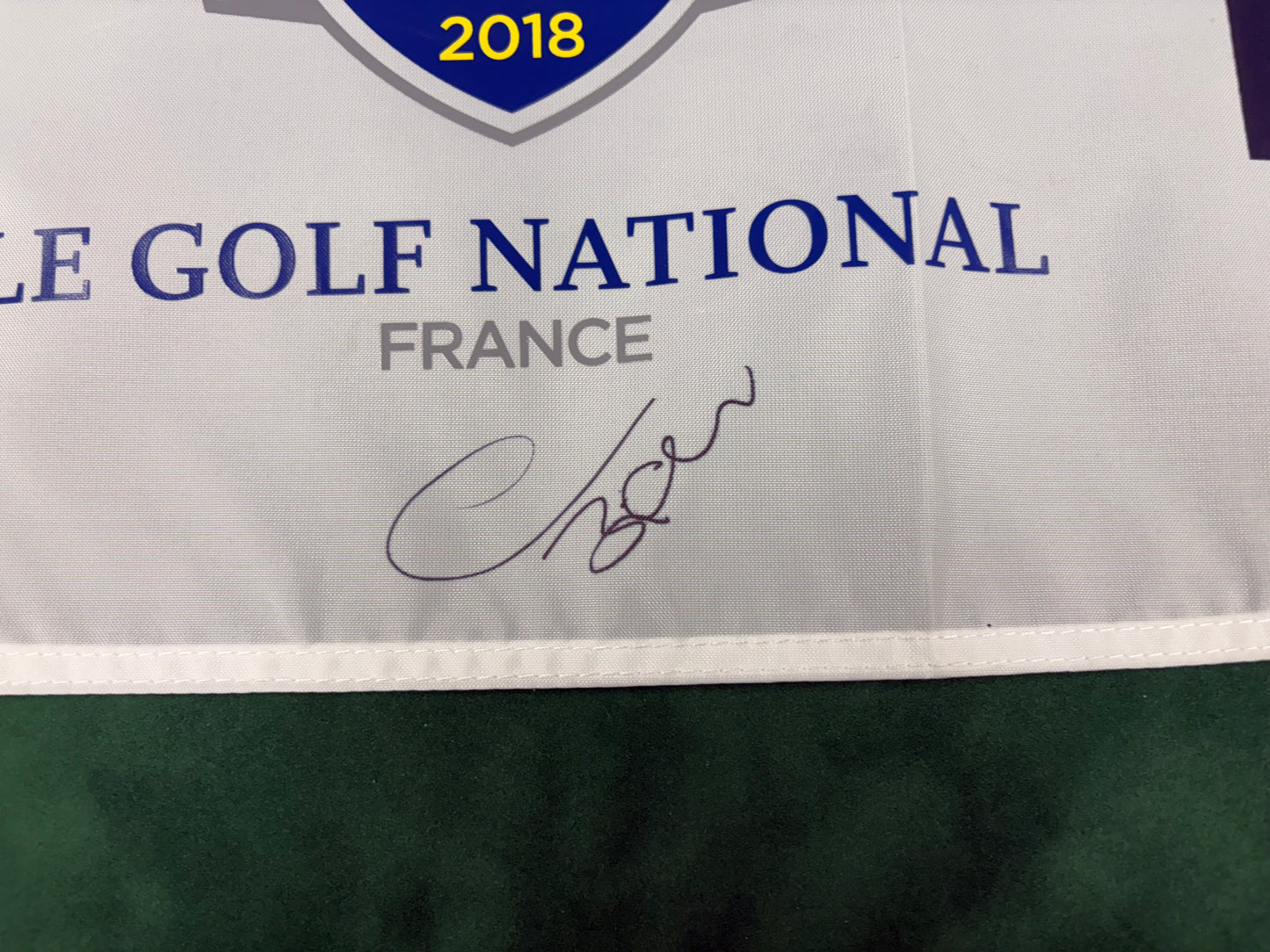 Thomas Bjørn Captain Signed 2018 Ryder Cup at Le Golf National 18th Hole Golf Flag + Cert