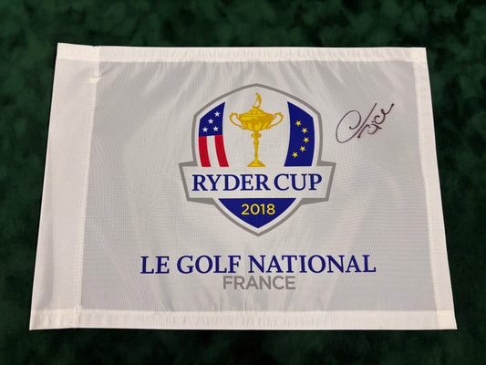 Thomas Bjørn Captain Signed 2018 Ryder Cup at Le Golf National Golf Flag + Cert