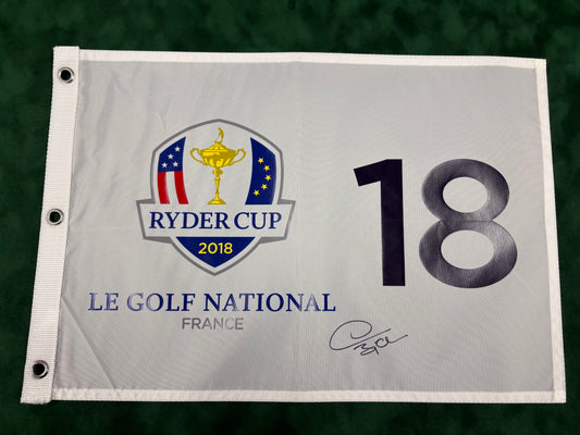 Thomas Bjørn Captain Signed 2018 Ryder Cup at Le Golf National 18th Hole Golf Flag + Cert