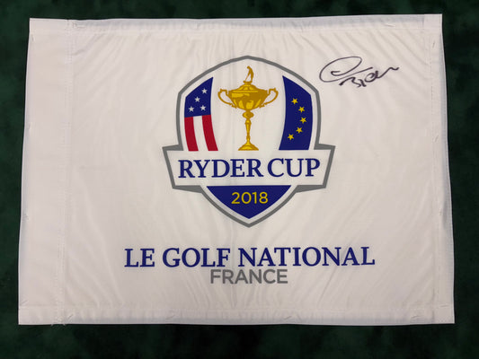 Thomas Bjørn Captain Signed 2018 Ryder Cup at Le Golf National Golf Flag + Cert