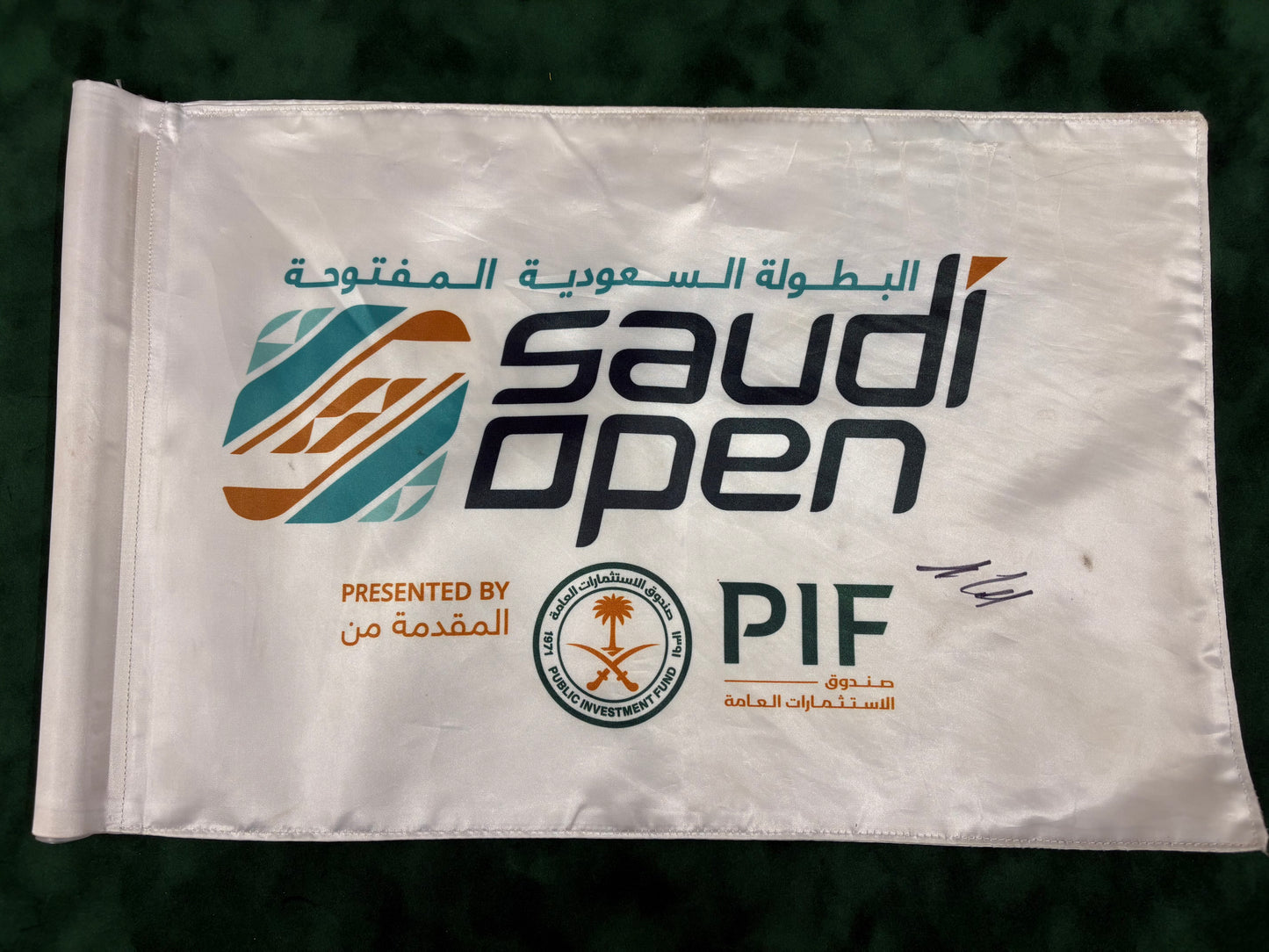 John Catlin 2024 Winner Signed Saudi Open Course Used Golf Flag + Dealer COA