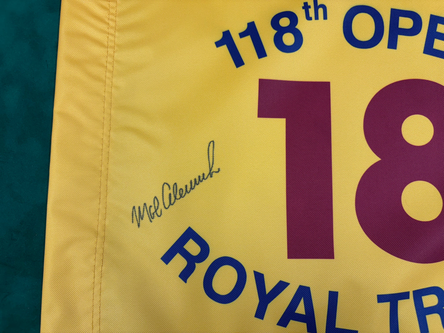 Mark Calcavecchia Winner Signed 118th Open at Royal Troon Golf Flag + Cert