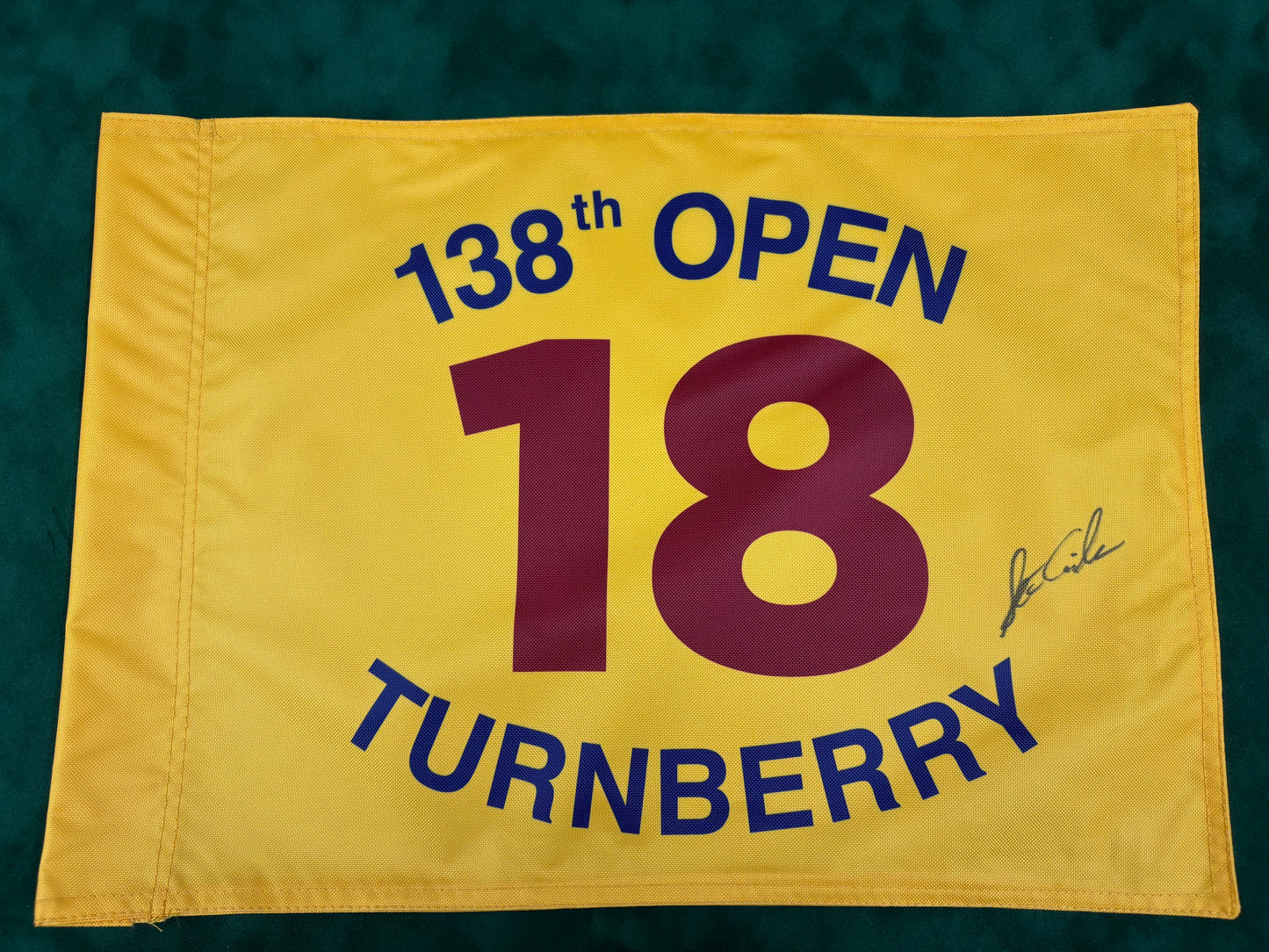 Stewart Cink Winner Signed 138th Open at Turnberry Golf Flag + Dealer COA
