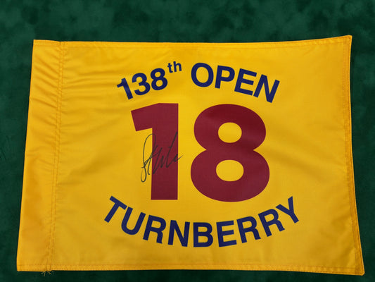 Stewart Cink Winner Signed 138th Open at Turnberry Golf Flag + Dealer COA
