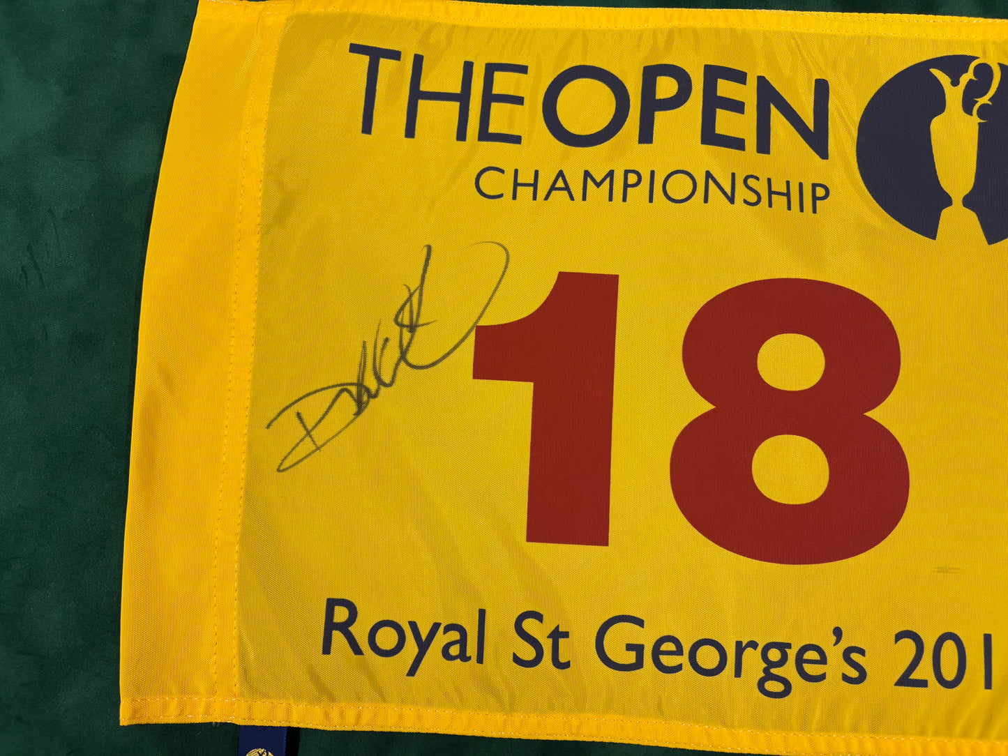 Darren Clarke Winner Signed 2011 Open at Royal St George's Golf Flag + Dealer COA
