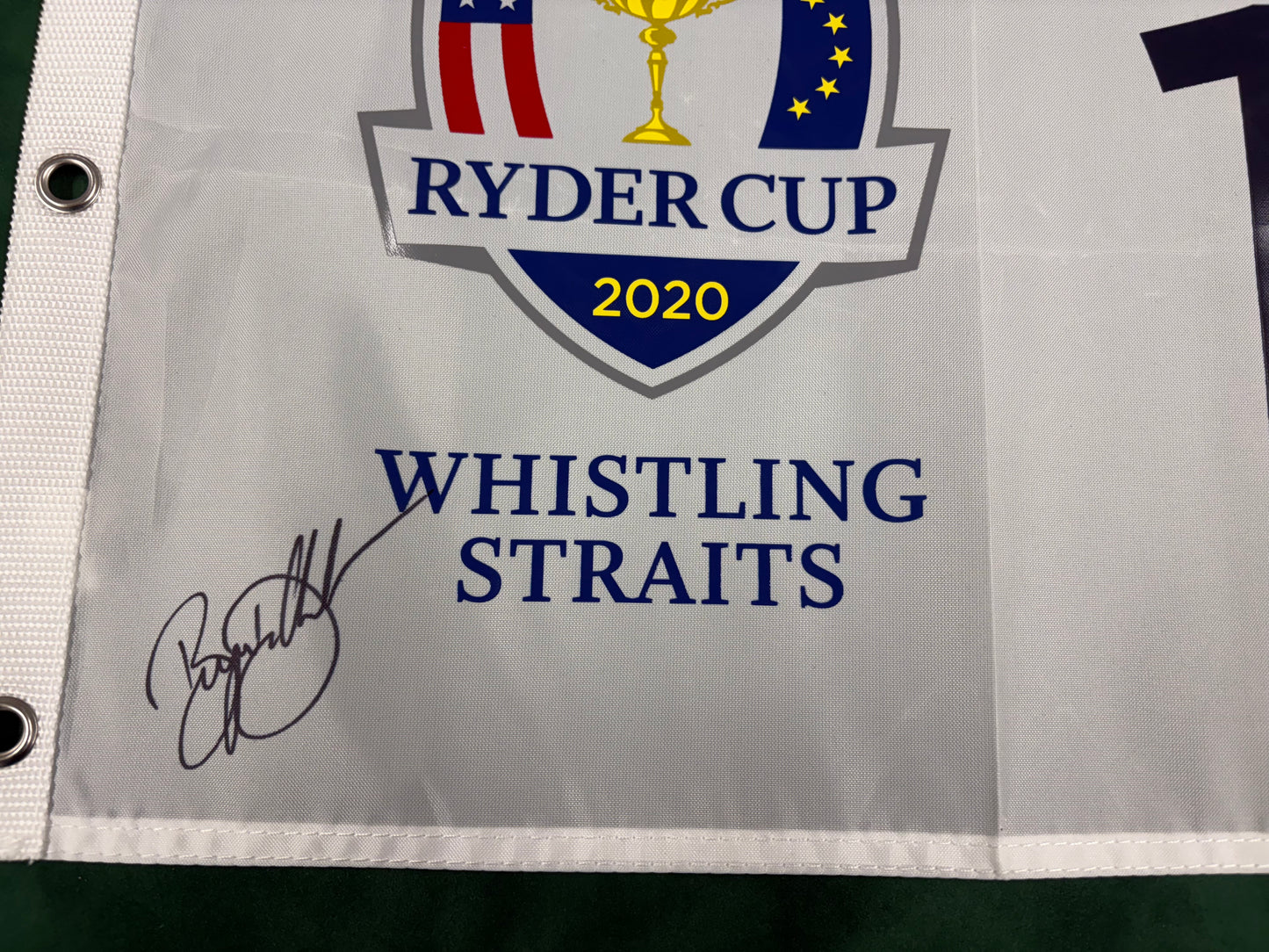 Bryson DeChambeau Signed 2020 Ryder Cup at Whistling Straits 18th Golf Flag + Cert