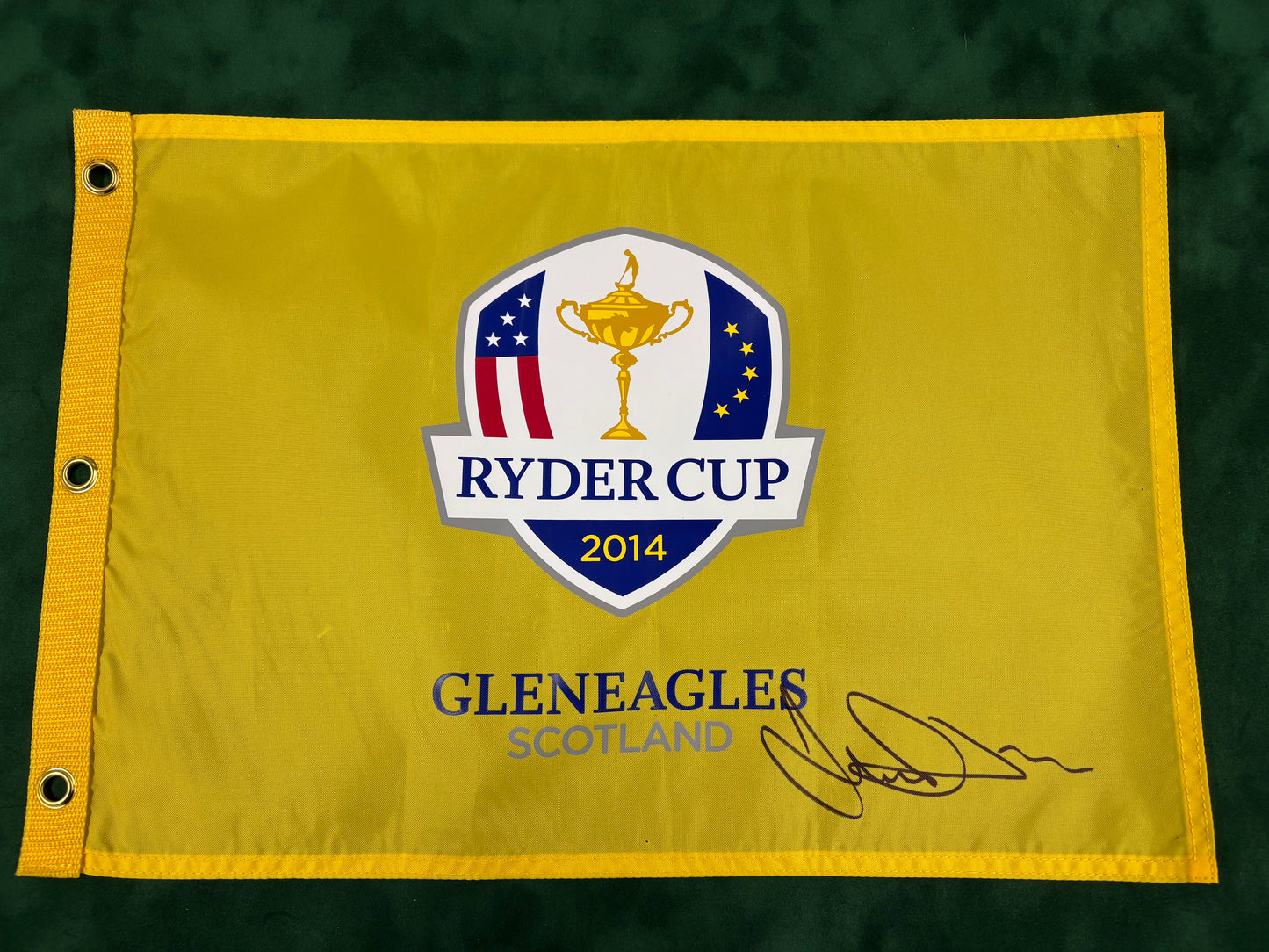 Jamie Donaldson Signed 2014 Ryder Cup at Gleneagles Golf Pin Flag + Dealer COA