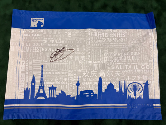 Simon Dyson Signed European Tour Golf Flag + Dealer COA