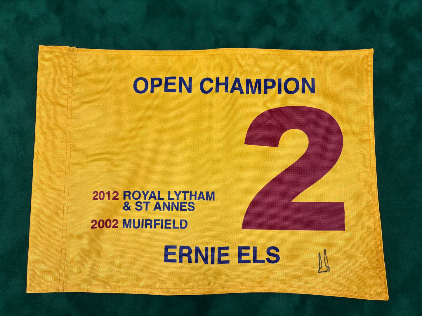 Ernie Els Two-Time Open Champion Signed Golf Flag + Dealer COA
