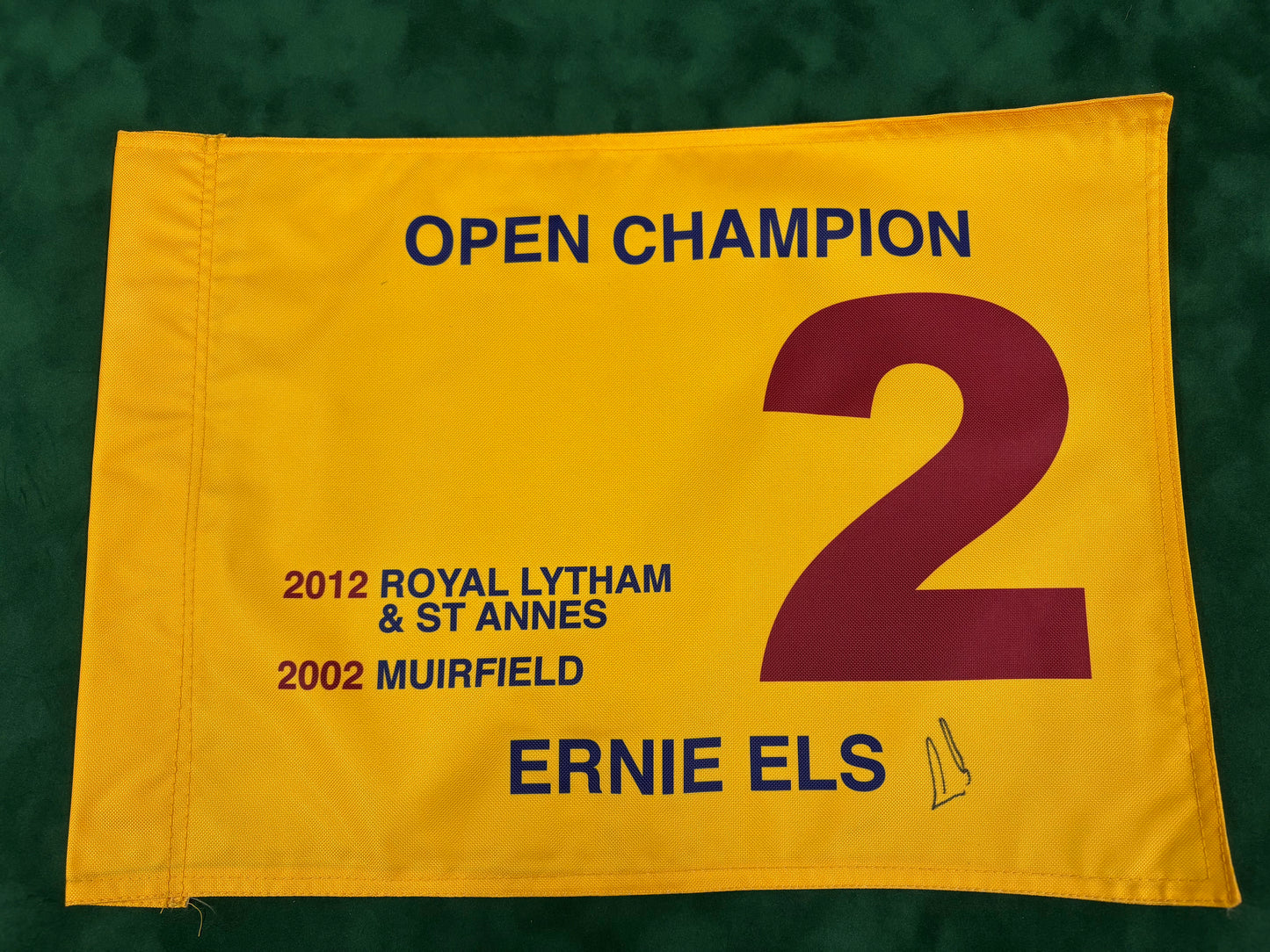Ernie Els Two-Time Open Champion Signed Golf Flag + Dealer COA