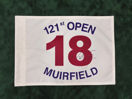 Sir Nick Faldo Winner Signed 121st Open at Muirfield Golf Flag + Dealer COA