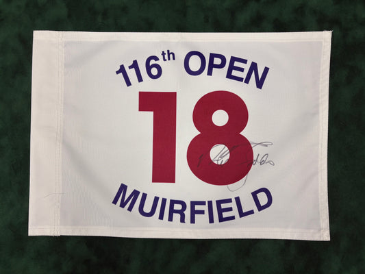 Sir Nick Faldo Winner Signed 116th Open at Muirfield Golf Flag + Dealer COA