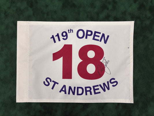 Sir Nick Faldo Winner Signed 119th Open at St Andrews Golf Flag + Dealer COA