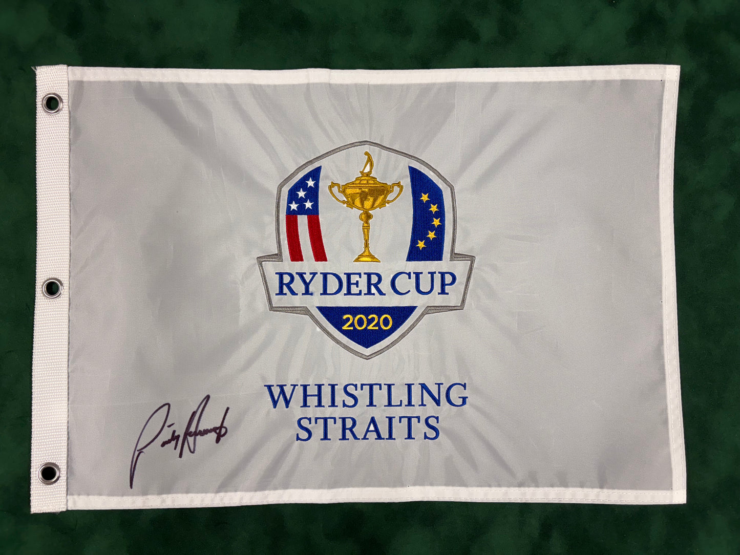 Pádraig Harrington Signed 2020 Ryder Cup at Whistling Straits Golf Pin Flag + Dealer COA