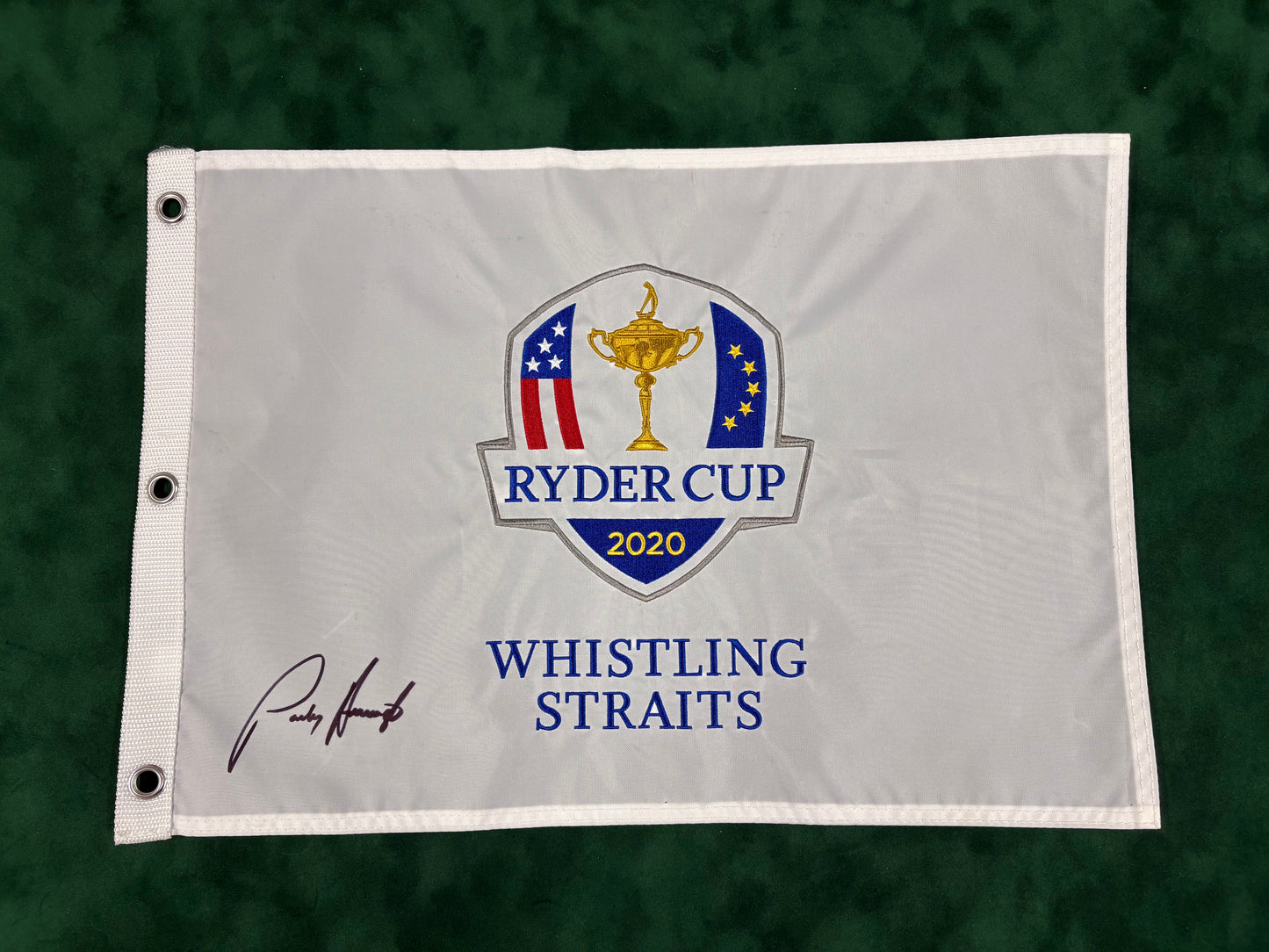 Pádraig Harrington Signed 2020 Ryder Cup at Whistling Straits Golf Pin Flag + Dealer COA