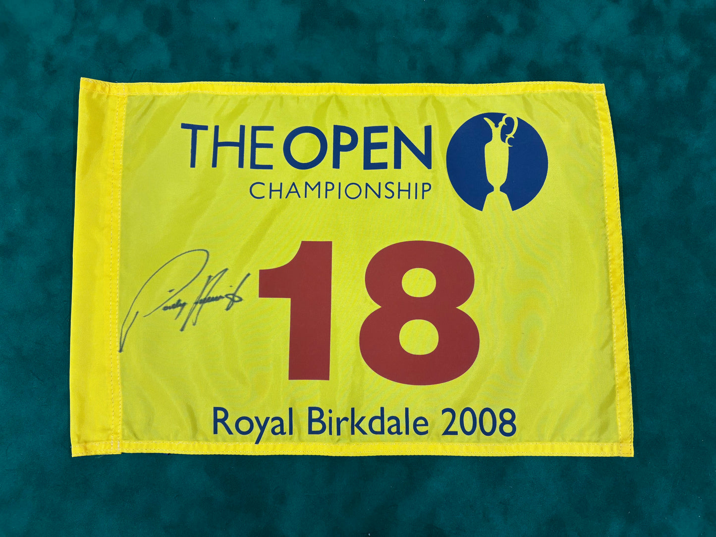 Pádraig Harrington Winner Signed 2008 Open at Royal Birkdale Golf Flag + Dealer COA