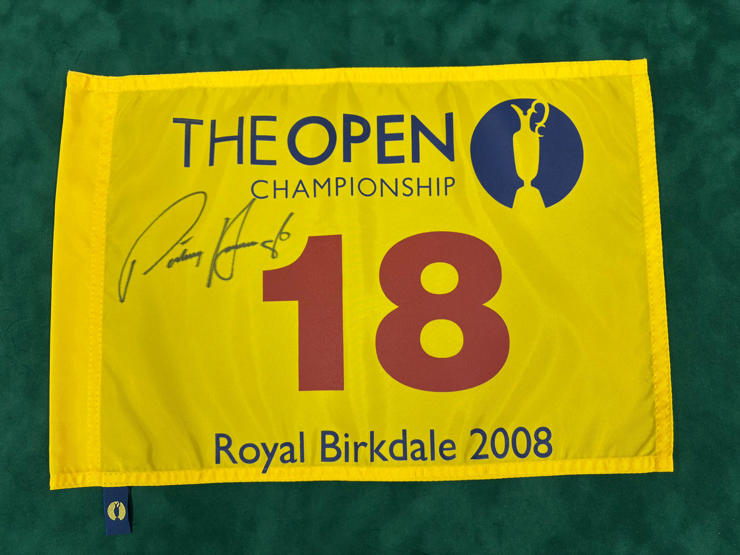 Pádraig Harrington Winner Signed 2008 Open at Royal Birkdale Golf Flag + Dealer COA