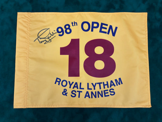 Tony Jacklin Winner Signed 98th Open at Royal Lytham Golf Pin Flag + Dealer COA