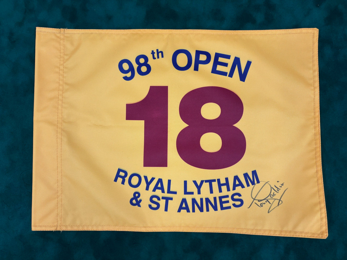 Tony Jacklin Winner Signed 98th Open at Royal Lytham Golf Pin Flag + Dealer COA