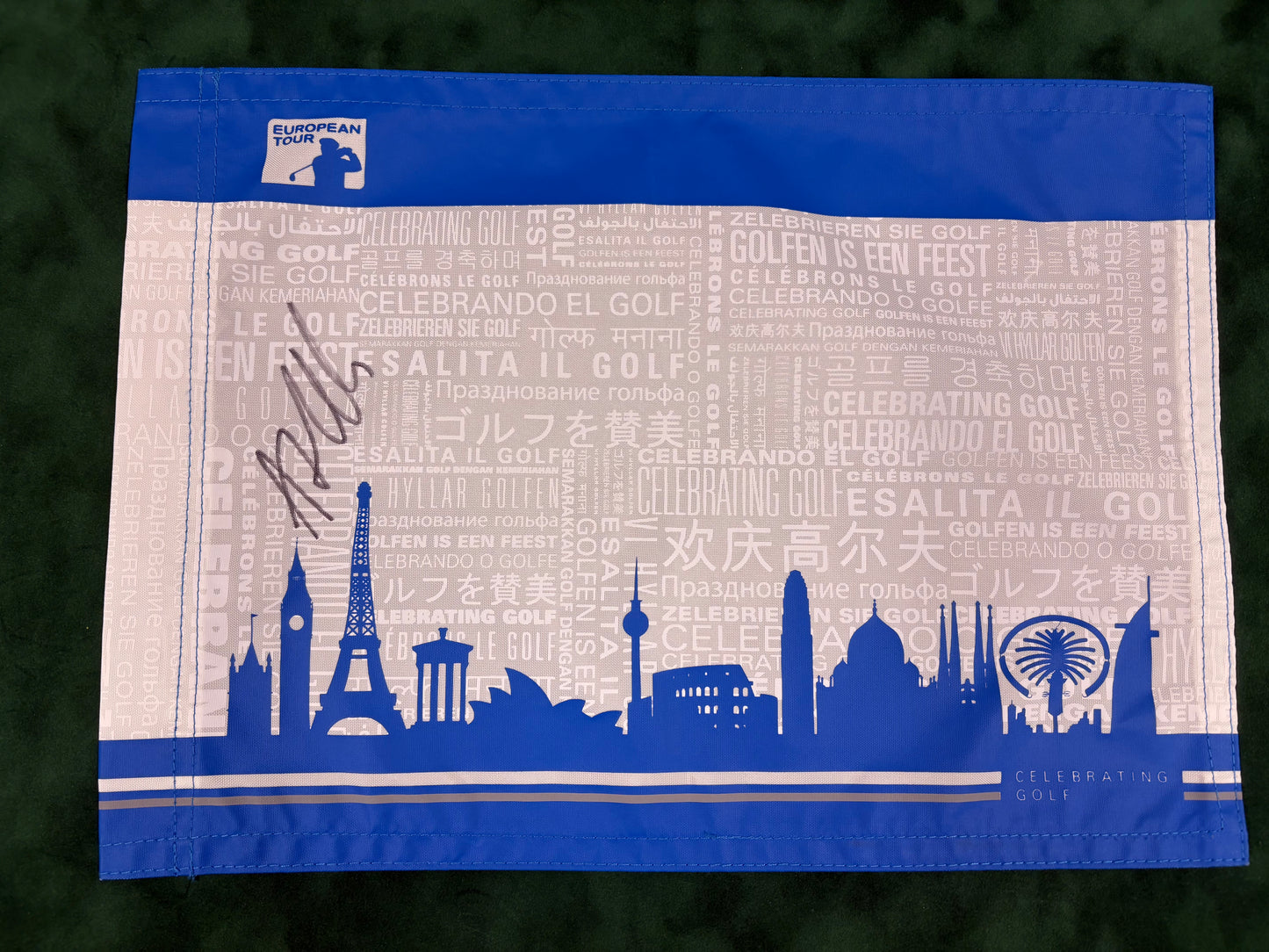 Andrew 'Beef' Johnston Signed European Tour Golf Pin Flag + Dealer COA