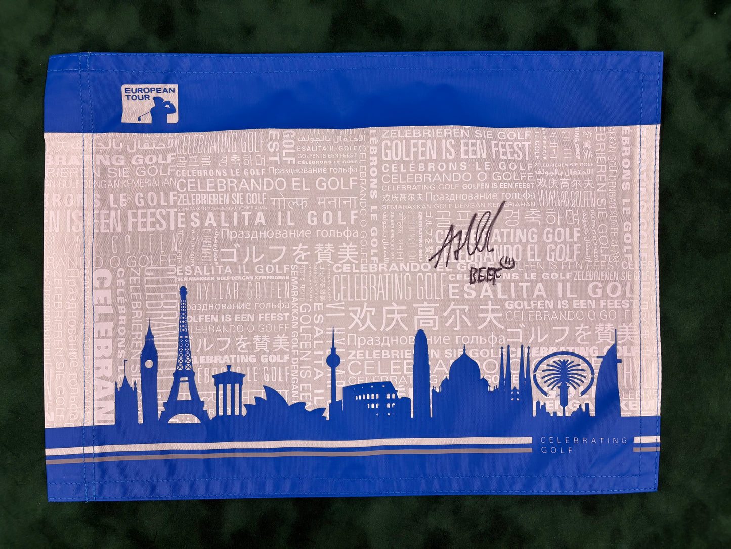 Andrew 'Beef' Johnston Signed European Tour Golf Pin Flag + Dealer COA