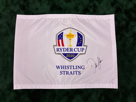 Dustin Johnson Signed 2020 Ryder Cup at Whistling Straits Golf Pin Flag + Dealer COA