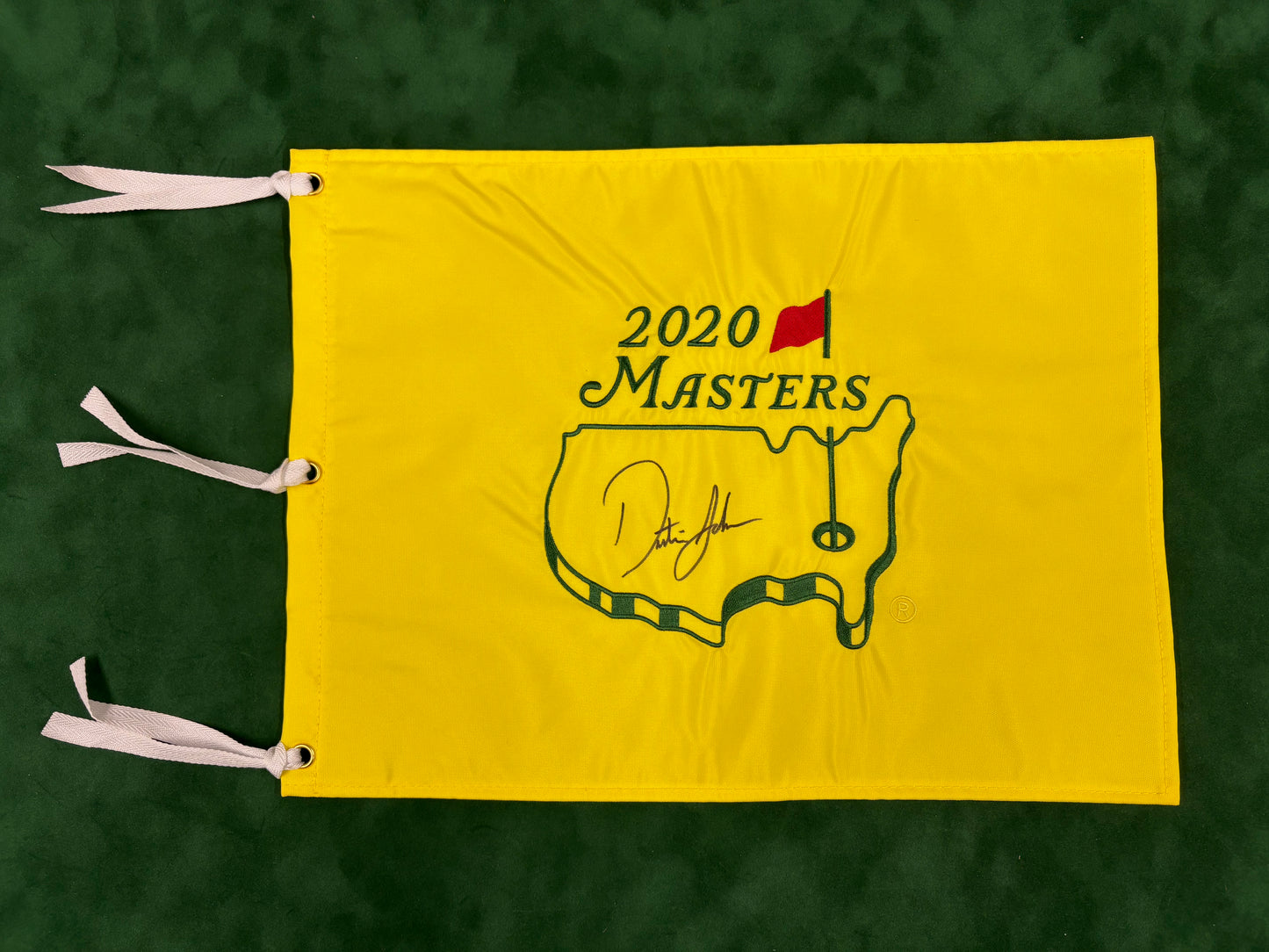 Dustin Johnson Winner Signed 2020 Masters Golf Pin Flag + Dealer COA