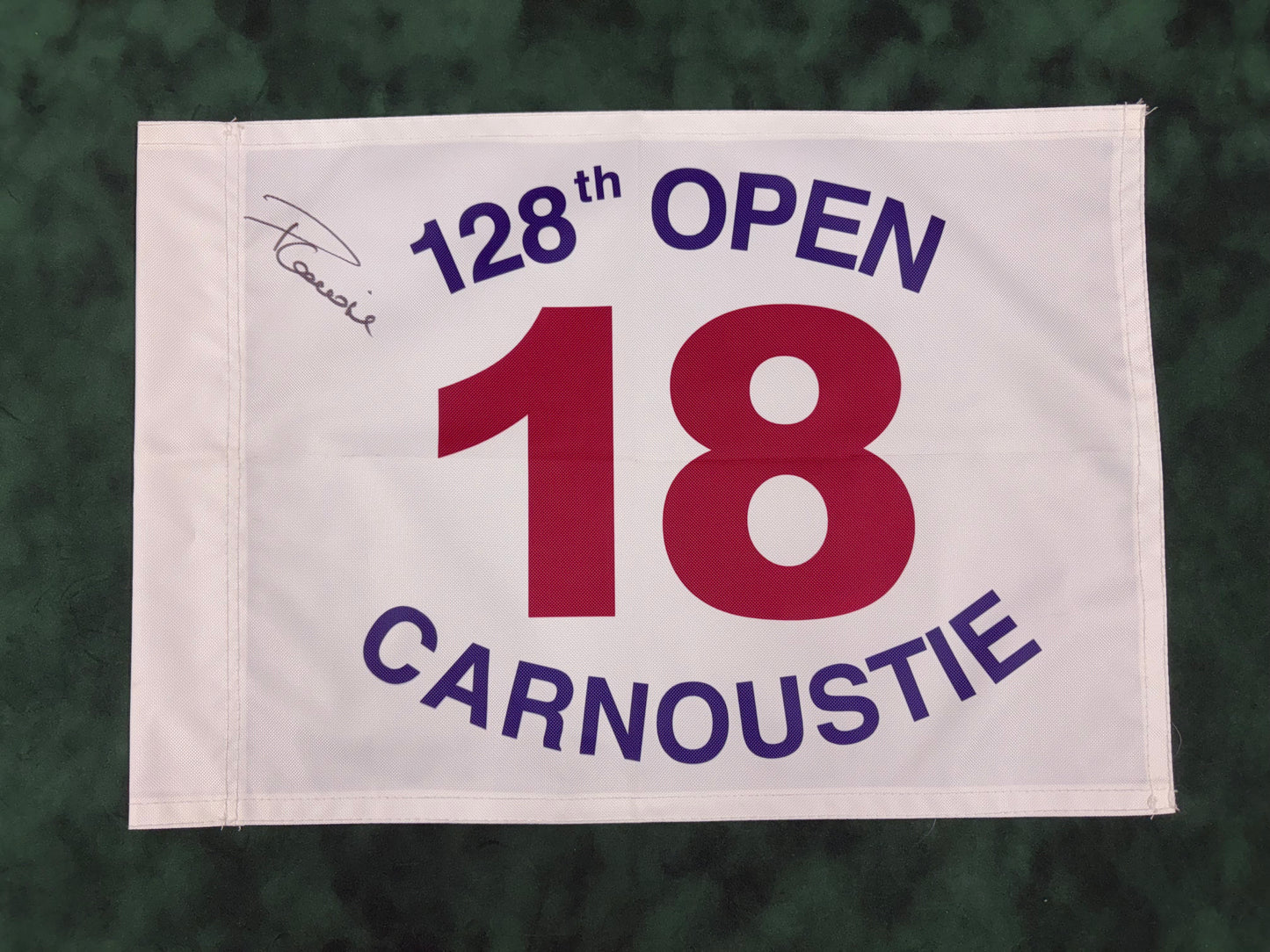 Paul Lawrie Winner Signed 128th Open at Carnoustie White Golf Flag + Dealer COA