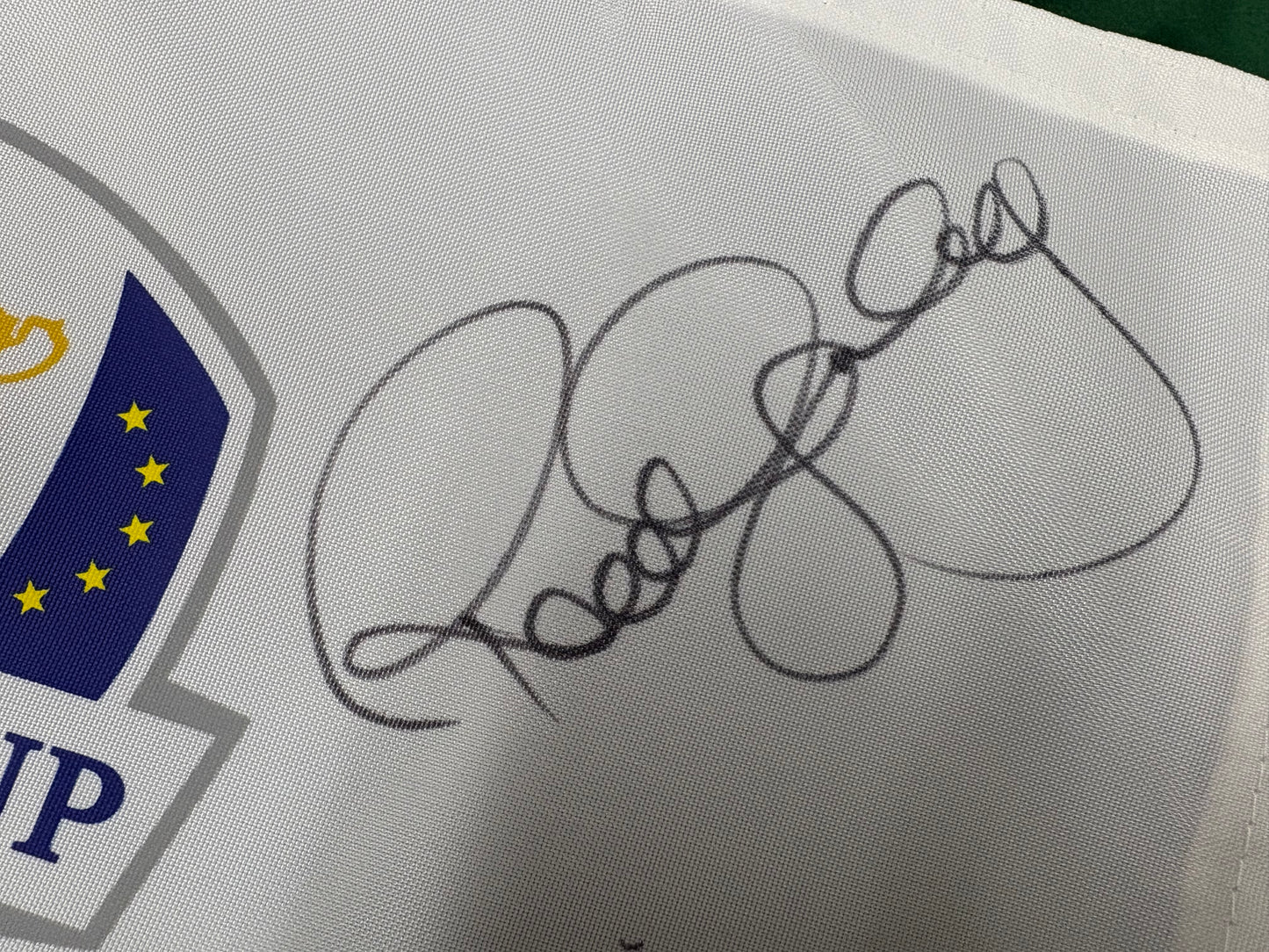 Paul McGinley Signed 2014 Ryder Cup at Gleneagles White Golf Flag + Dealer COA