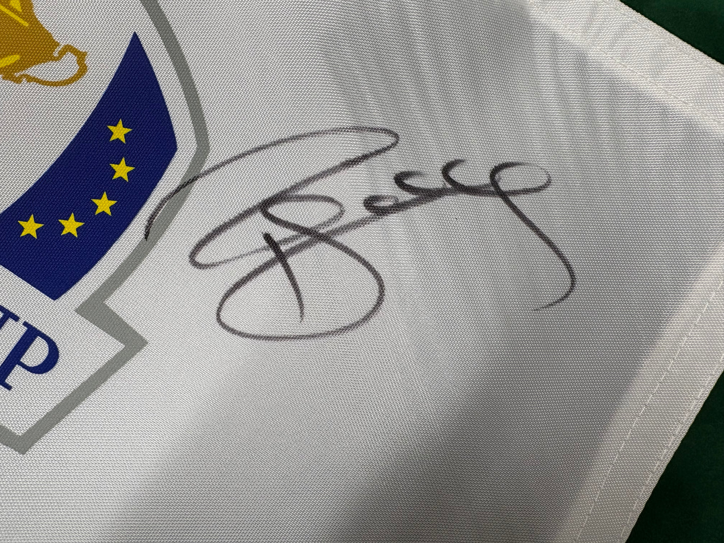 Paul McGinley Signed 2014 Ryder Cup at Gleneagles White Golf Flag + Dealer COA