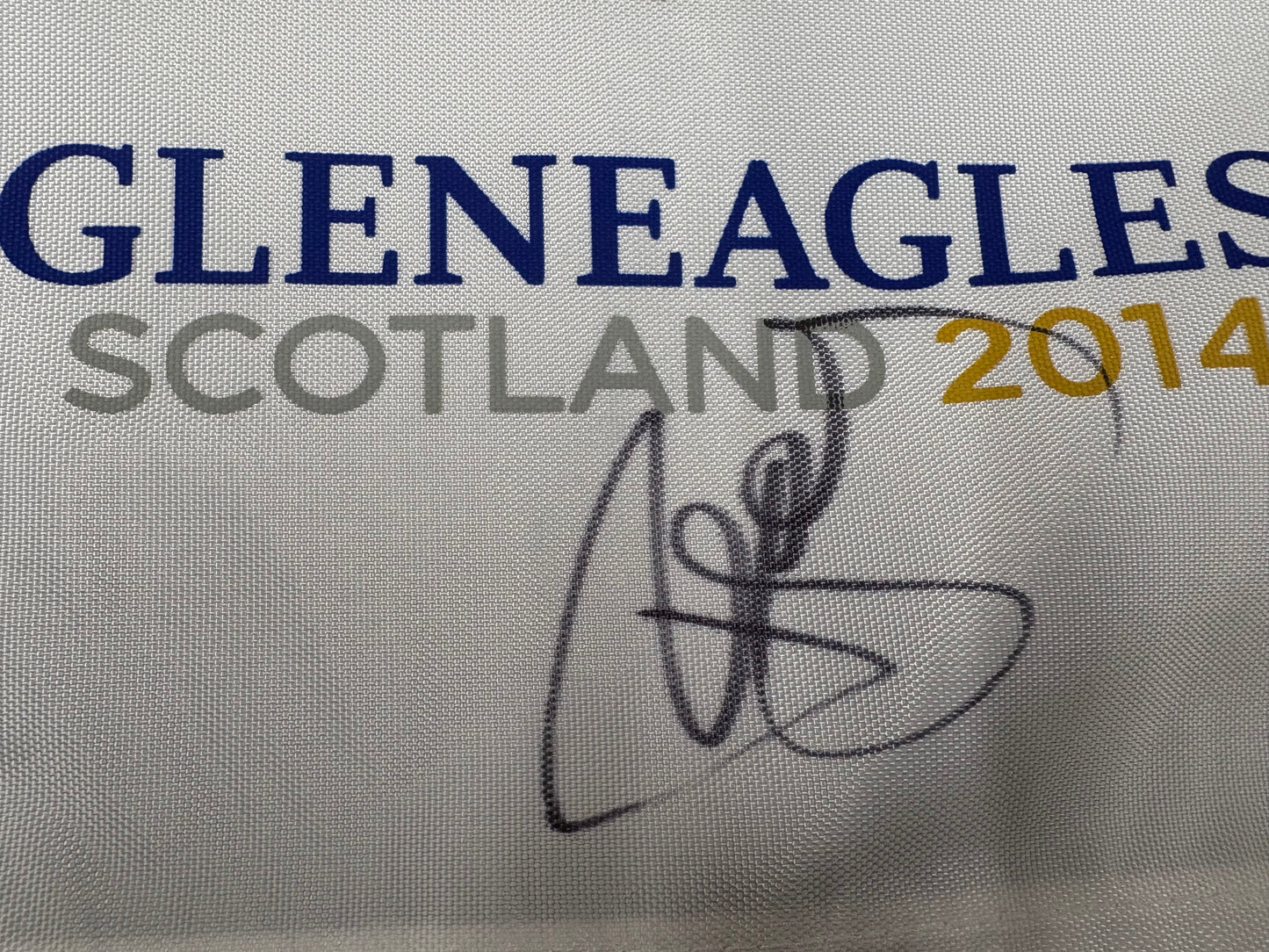 Paul McGinley Signed 2014 Ryder Cup at Gleneagles White Golf Flag + Dealer COA