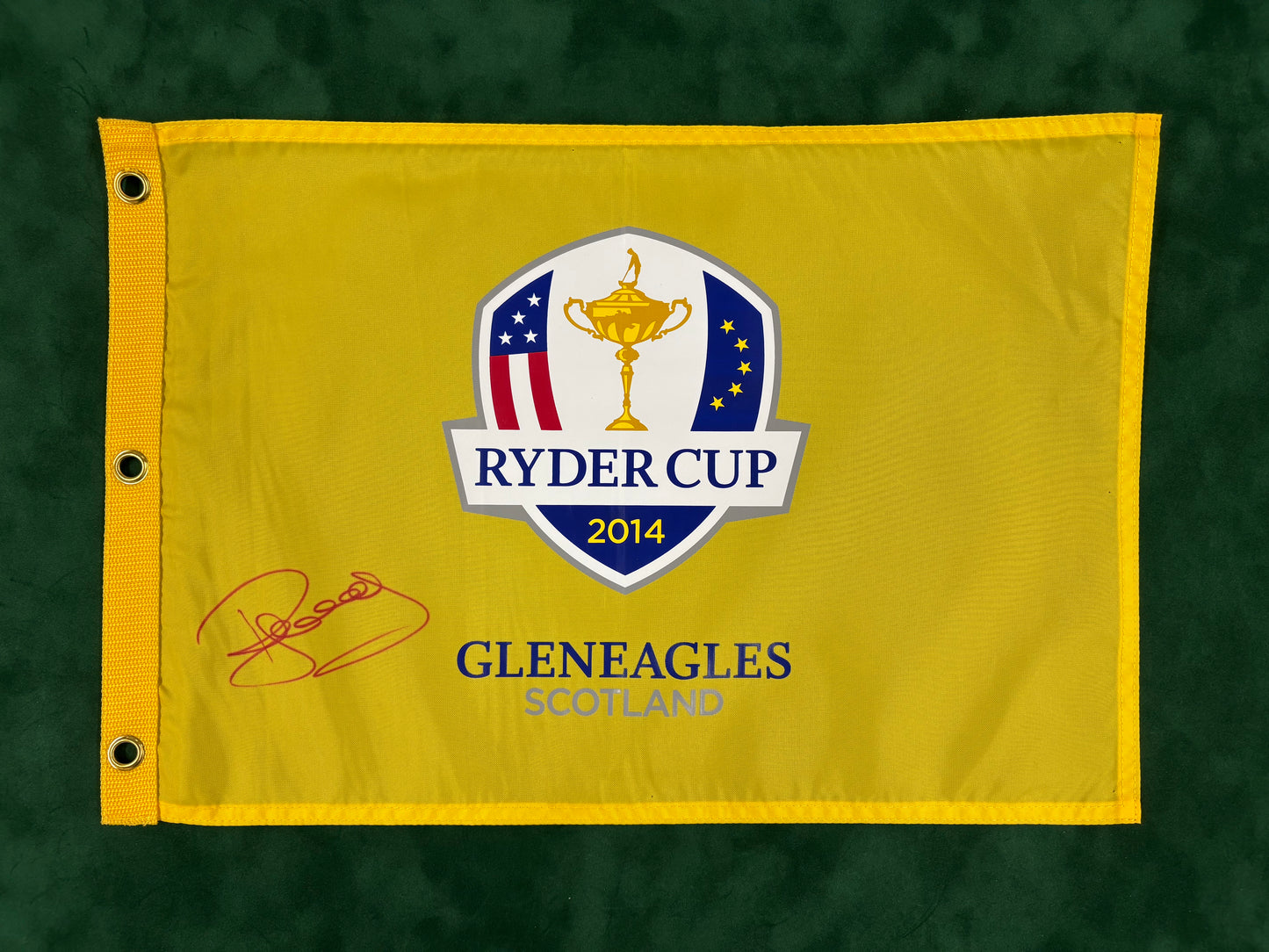 Paul McGinley Signed 2014 Ryder Cup at Gleneagles Golf Flag + Dealer COA