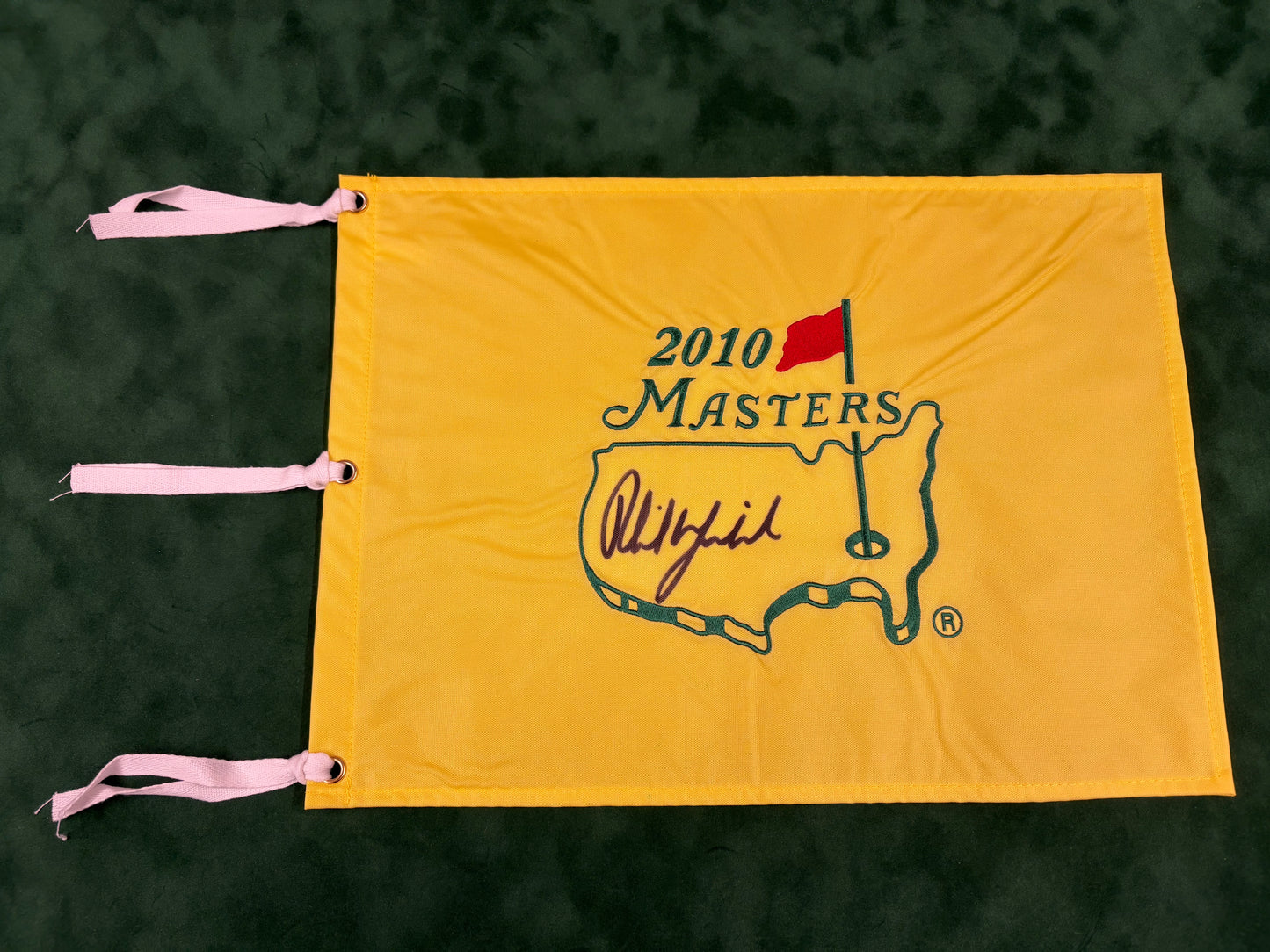 Phil Mickelson Winner Signed 2010 Masters Golf Flag + Dealer COA