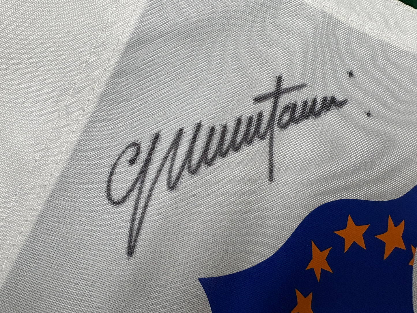 Colin Montgomerie Team Europe Captain Signed 2010 Ryder Cup Golf Flag + Dealer COA