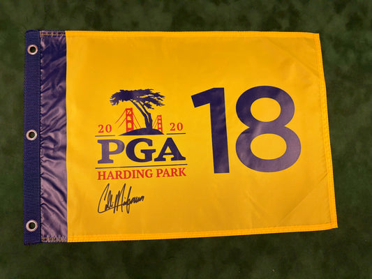 Collin Morikawa Winner Signed 2020 US PGA Championship at Harding Park Golf Flag + Dealer COA JSA Witness