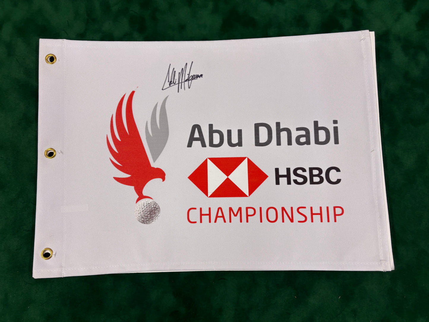 Collin Morikawa Signed Abu Dhabi HSBC Championship Golf Flag + Dealer COA